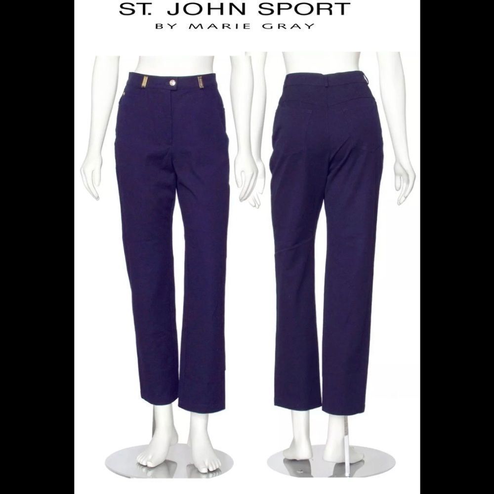 ST John Sport Navy Stretch Cotton Pants Size 0